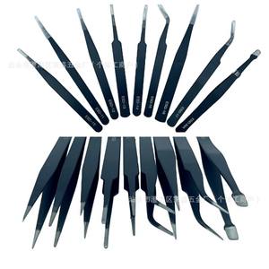 Juego de pinzas ESD de acero inoxidable, herramienta de precisión con cabezal curvo plano y puntiagudo, antiestática, para reparación de electrónica, grado Industrial - Product Image 3