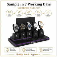 Support de montre en acrylique noir avec crochets en C amovibles, présentoir modulaire pour montres homme et femme, bijouterie, comptoir de magasin, vitrine