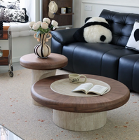 Table basse mobile haut de gamme pour salon, mobilier d'appartement, style crème, cadre en bois moderne, rangement multifonctionnel, portable