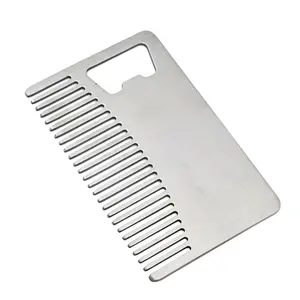 2023 Hot Selling Metal Comb Customize Logo Stainless Steel Multifunction Card With Beer Bottle Opener Hair Comb and Beard Comb