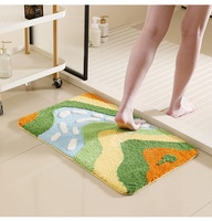 Keset Kamar Mandi Persegi Panjang Modern dari Microfiber TPR dengan Alas Anti-Selip, Daya Serap Tinggi, Pola Bunga, Ketebalan Sedang, Dapat Dicuci dengan Mesin.