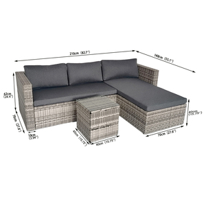 Meubles <span class=keywords><strong>de</strong></span> <span class=keywords><strong>jardin</strong></span> en osier à bas prix pour l'extérieur Canapé en plastique et rotin avec chaise longue - Product Image 2