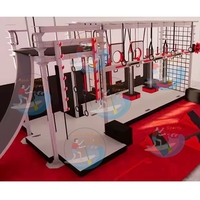 Parcours d'obstacles réglable pour enfants, ensemble de défi Ninja avec mur d'escalade pour aire de jeux en plein air