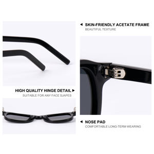 高品質カスタムロゴUV400高級スクエア長方形フレーム偏光アセテートサングラスユニセックス男女兼用 - Product Image 3
