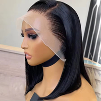 Peluca de Cabello Humano Natural Virgen Brasileño al por Mayor para Mujeres Negras, Peluca Bob con Encaje HD, Peluca Frontal sin Pegamento ZF/WI/BB/S/13*4