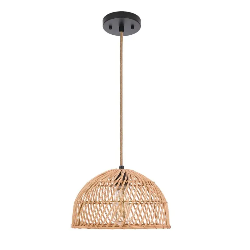 Natural Domed Bamboo Lamp Rattan Lamp FSC Ceiling Hanging Light Hand Woven Wicker Pendant Light Rattan Pendant Lamp Chandeliers