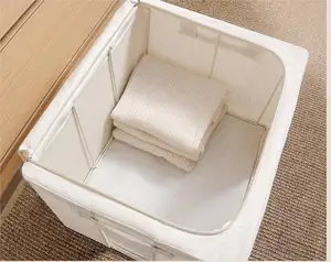 新しいファブリック収納ボックスフレーム寝具ハンドル折りたたみ式オーガナイザー-卸売耐湿性服スチール長方形
