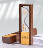 Trophée en cristal K9 créatif avec base en bois, plaque de récompense personnalisée, vente en gros d'usine