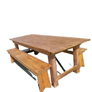 再生松材手すり子架台ベース農家クラシックダイニングテーブル