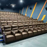 Sofá Eléctrico de Cuero Genuino de Lujo para Cine, Iglesia o Comercio, con Portavasos Reclinable