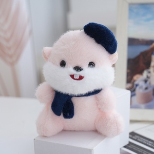 Porte-clés en peluche mignon, jouet en peluche 3D en forme de hamster, peluche douce rose pâle, porte-clés en forme de <span class=keywords><strong>castor</strong></span>, peluche kawaii, poupée de machine à griffes - Product Image 3