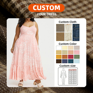 <span class=keywords><strong>Robe</strong></span> longue rose à fleurs grande taille pour <span class=keywords><strong>femme</strong></span>, bretelles spaghetti, style bohème à volants, pour l'été, pour femmes rondes, prix usine, personnalisation OEM - Product Image 3