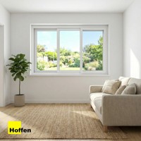 Fenêtre coulissante double Hoffen Pro en alliage d'aluminium et PVC, 180x110, blanche, avec moustiquaire, étanche et isolante thermiquement, pour extérieur