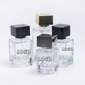 Flacon de parfum en verre carré cube 30ml 50ml 100ml Impression d'écran couleur personnalisée Bouchon noir de luxe Pulvérisateur à pompe - Product Image 1