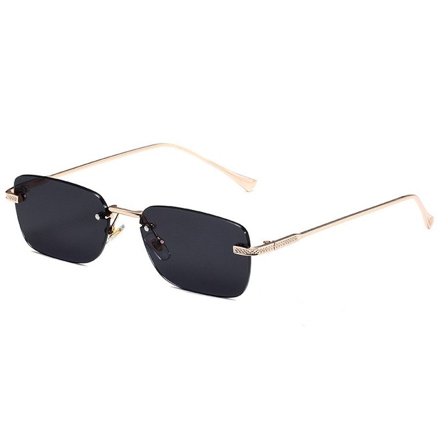 Classic Glasses Fashion Rimless Metal Sunglasses Luxury Trendy Diamond Cut Frame Eyeglasses Rimless Gradient Sun Glasses