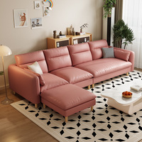 Conjunto de sofá de muebles de sala de estar barato, sofá de lujo moderno, sofás de cuero seccionales simples de lujo de 5 plazas para sala de estar y hogar