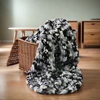 Plaid en chenille doux, écologique, motifs unis et rayés, utilisable toute l'année, style européen, décoration intérieure, cadeau