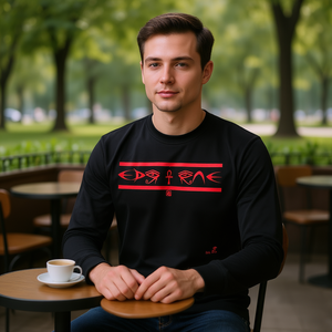 T-shirt à manches longues rouge Edo One, vêtements décontractés unisexes - Product Image 3