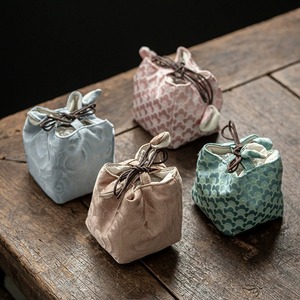 Portable Square Kitchen Tea Set Cloth <b>Bag</b> Modern Design <b>Foldable</b> Eco-Friendly Storage for Tea Cups and Canister Travel Use - Product Image 5