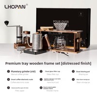 Ensemble de préparation de café et de thé portable haut de gamme en alliage d'aluminium durable, avec moulin, extracteur, support de préparation et support de verseur, qualité alimentaire, idéal pour cadeau