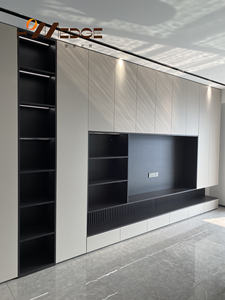 Meuble <span class=keywords><strong>TV</strong></span> Contemporain en Bois avec Vitrine Design Minimaliste pour Mobilier de Maison pour Salon Chambre Style Ferme Panneau MDF - Product Image 3