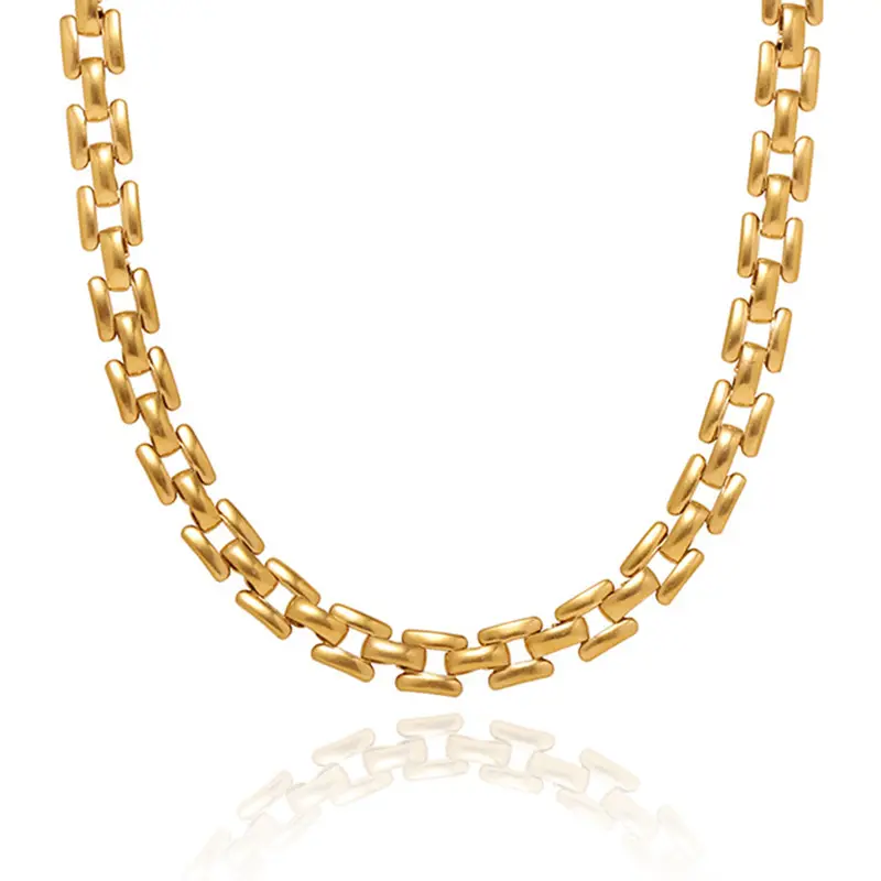 Aço inoxidável impermeável moda jóias 2023 Dainty 18K banhado a ouro titânio aço relógio banda cadeia colar
