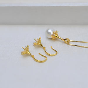 Pendentif en argent S925 en forme de chapeau de fleur, crochet d'oreille, ornement d'oreille en perle personnalisé pour femme, composants de bijoux DIY, plateau vide - Product Image 3