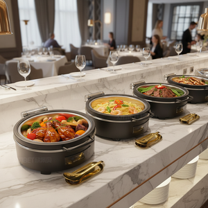 Nouveaux réchauds de <span class=keywords><strong>buffet</strong></span> en acier inoxydable, design innovant, 6L, équipement de maintien au chaud des aliments sur table, électrique 600W, tension universelle - Product Image 1