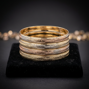 Juego de 4 Brazaletes de Latón Chapado en Oro de 3 Tonos, 8mm, Joyería de Moda Multitono para Mujer, Estilo Alex, Venta al Por Mayor - Product Image 5