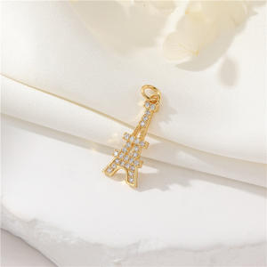 Collier avec pendentif en cristal de zircon plaqué or 14 carats, voiture de poisson, Paris, tour Eiffel, fille de danse pour bijoux à bricoler soi-même - Product Image 4