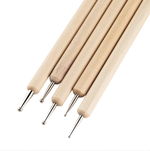 A buon mercato natura manico in legno per unghie 5 pz/set penna punteggiatura per unghie a doppia testa in legno penne per unghie - Product Image 3