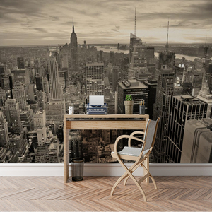 Mural de Pared Moderno Impermeable con Diseño de Paisaje Urbano en Blanco y Negro del Empire State Building, Fácil de Despegar, para Sala de Estar, Oficina, Baño - Product Image 2
