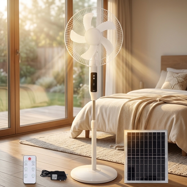 Practical Cost-effective 16-inch Solar Fan Remote Control LED Lighting Side-to-Side Oscillation Rechargeable High-performance