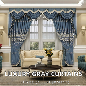 Stile turco ricamato tessuto di lusso <span class=keywords><strong>soggiorno</strong></span> <span class=keywords><strong>tende</strong></span> di pizzo di colore grigio Royal Home Grommet intrecciato <span class=keywords><strong>per</strong></span> Hotel fornito cina - Product Image 2