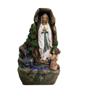 <span class=keywords><strong>Fontaine</strong></span> d'eau LED <span class=keywords><strong>Marie</strong></span> - Décoration religieuse catholique en résine artisanale pour table avec cascade apaisante pour l'autel et la méditation à la maison - Product Image 2