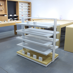 Soporte de exhibición de <span class=keywords><strong>centro</strong></span> de tienda de 4 estantes, estantes de Venta caliente, estantes de exhibición extraíbles con marco de hierro, soporte de góndola de tienda - Product Image 4
