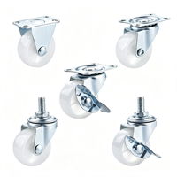 Roulettes en plastique blanc durables et antirouille Caster Supply, pivotantes avec frein, en nylon, fonctionnement silencieux, compactes, lisses et faciles à utiliser pour meubles domestiques