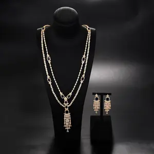 2023 Women's Jewelry Sets Long Sweater Necklace Earrings Set CZ Zircon Jewelry Set for Wedding Bridal Dress Accessories