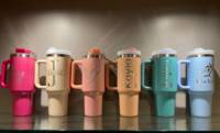 Gobelet H2.0 de 40oz avec logo personnalisé, tasses à café isolées sous vide, tasse de voyage à sublimation en acier inoxydable avec poignée et couvercle en paille
