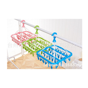 Folding Clothes Hanger <b>Plastic</b> Multi Clip Sock Rack Square <b>Hook</b> Type 32.5cm x 32.5cm Foldable Space Saving Drying Rack - Product Image 3