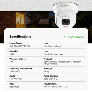 กล้องวงจรปิด GR-PS9X5D-M8S GCRAFTSMAN รุ่นมินิโดม PTZ ความละเอียด 8MP 4K พร้อมระบบตรวจจับมนุษย์ เสียงสองทาง ภาพสีกลางคืน ตัวเลือกติดตามอัตโนมัติ - Product Image 2