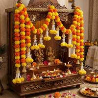 Guirlande de fleurs artificielles de marguerites faites à la main, guirlandes suspendues pour la décoration de Diwali, mariages indiens, temples, maisons, festivals et fêtes