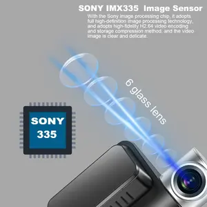 Cámara de salpicadero de coche 4K doble lente 360 grados cámara de salpicadero coche Dvr doble lente coche <span class=keywords><strong>Dashcam</strong></span> Wifi cámara de salpicadero delantera y trasera 2 ''<span class=keywords><strong>Dashcam</strong></span> - Product Image 6