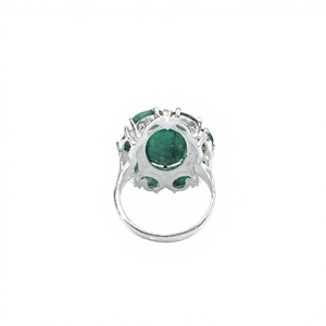 Luxury 925 Sterling <b>Silver</b> <b>Emerald</b> Flower <b>Ring</b> Natural Green Gemstone Statement <b>Ring</b> for Women Handmade Jewelry Supplier - Product Image 4