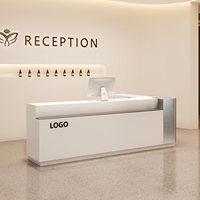 Comptoir d'angle personnalisé en acier inoxydable, style minimaliste, pour réception, caisse enregistreuse, ensemble complet pour magasins de vêtements et instituts de beauté
