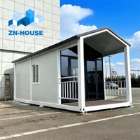 Villa conteneur modulaire préfabriquée de luxe 20 pieds à toit en pente, économique et détachable, pour hôtel, bureau ou maison mobile