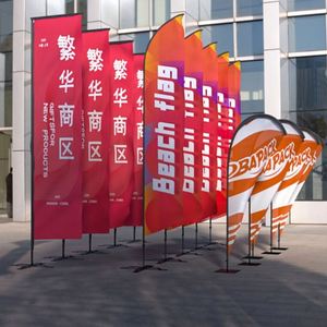 Drapeaux plume en forme de goutte d'eau pour la plage avec mât en fibre de verre, bannières en polyester double face pour bureau, rue, immobilier, maison ouverte - Product Image 4