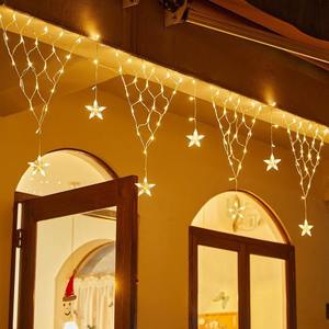Luces de Navidad LED Solares/USB/Eléctricas, Producto Nuevo, Impermeables para Exteriores, Cortina de Hielo con Forma de Red de Pesca, Cadena de Luces con Forma de Estrellas - Product Image 2