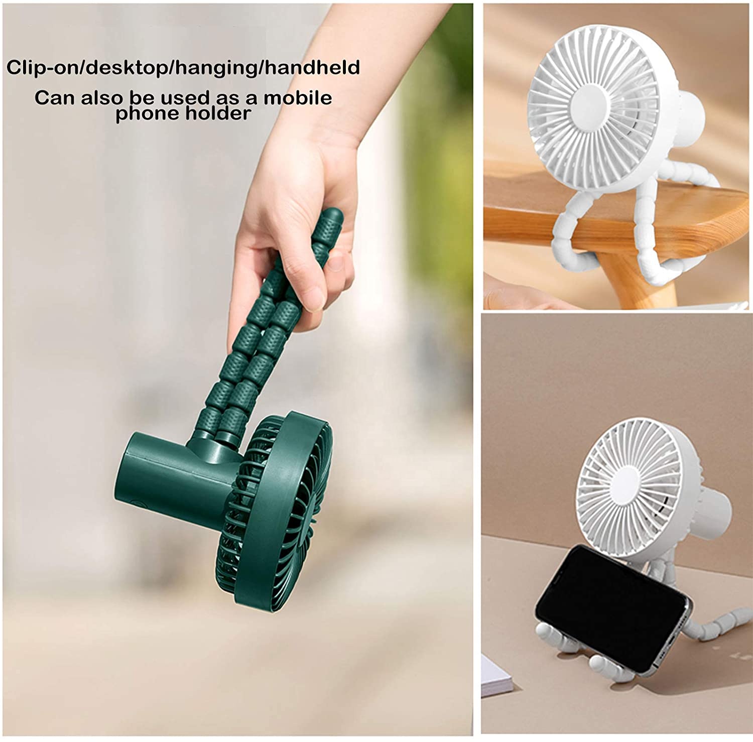 Mini ventilatore portatile ricaricabile USB portatile a tre velocà con regolazione a tre velocà Ventilatore di ricarica muto da tavolo creativo per ufficio da viaggio all'aperto Nuovo  7
