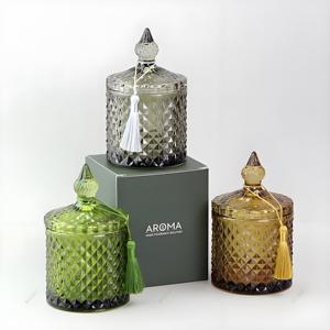 Cilindro de cristal semigris, almacenamiento de dulces para boda, candelabros cosméticos de lujo, tarros de velas de joyería vacíos - Product Image 2